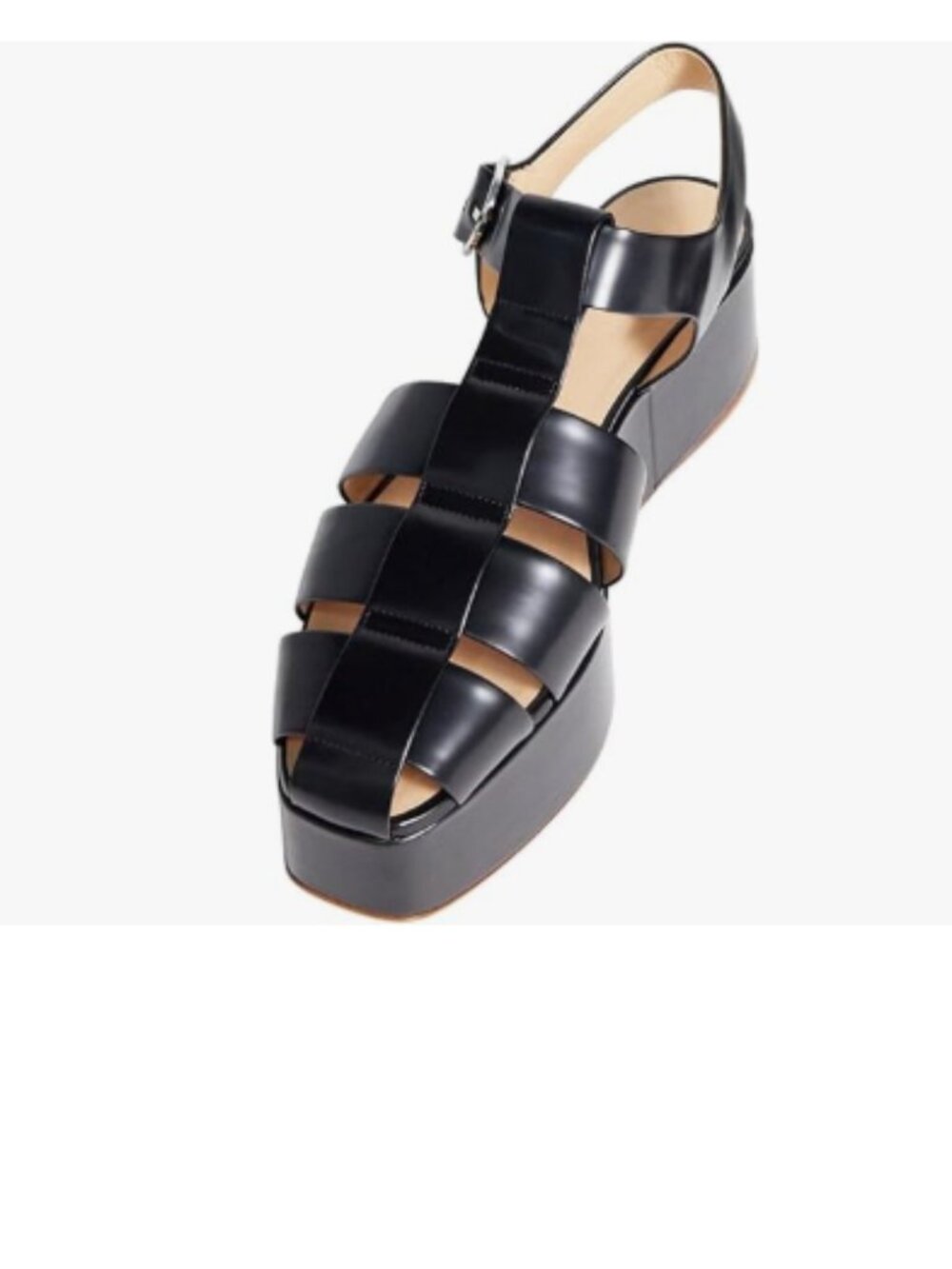 FOWT Black Square Toe Gladiator Sandals Ankle Strap Wedge Mid Heels Stable Shoes